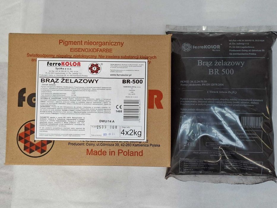 Pigment Barwnik Farba do betonu BRĄZ ŻELAZOWY BR-500 2kg