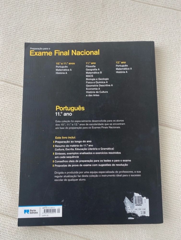 Livro porto editora preparação para o exame nacional Português 11.ºano