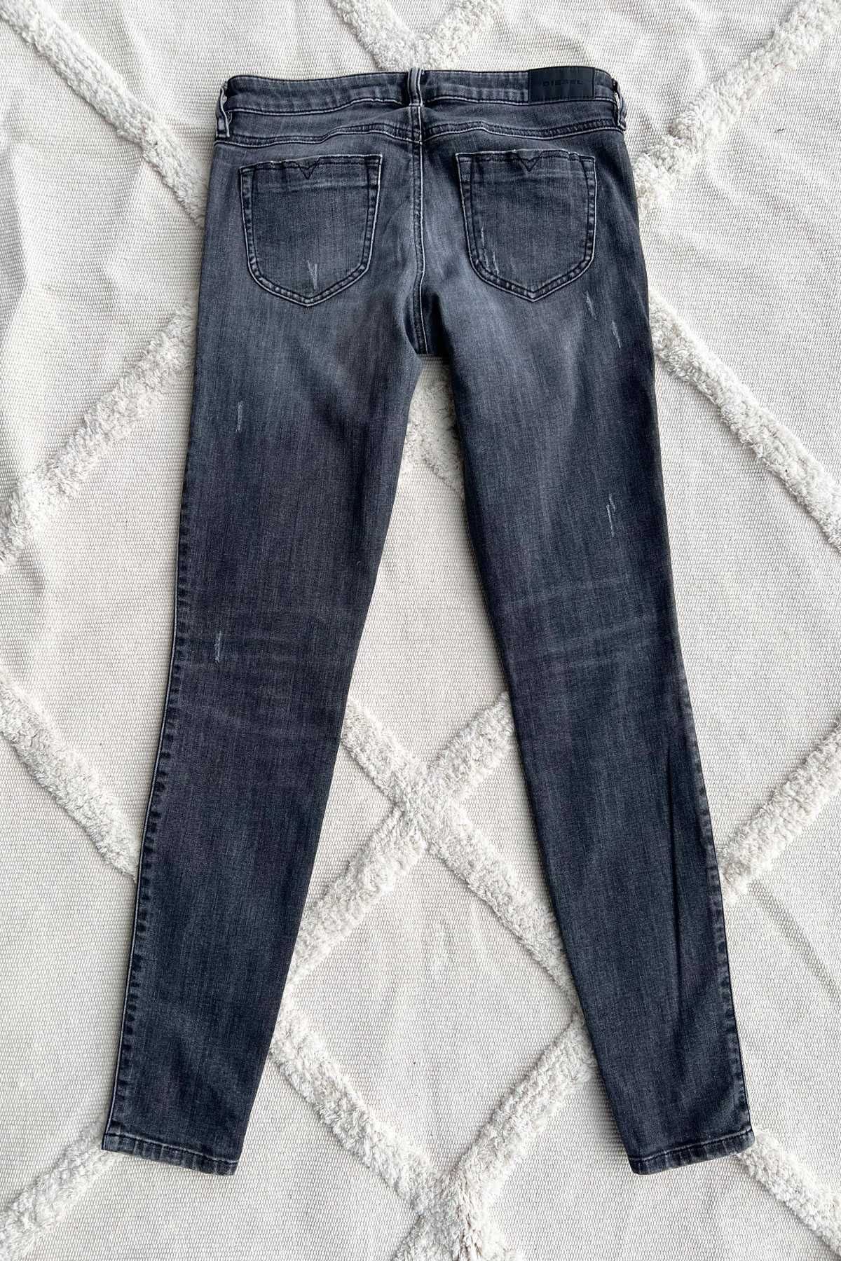 Diesel szare jeansy rurki skinny Gracey slim niski stan W27 L32 r. 36