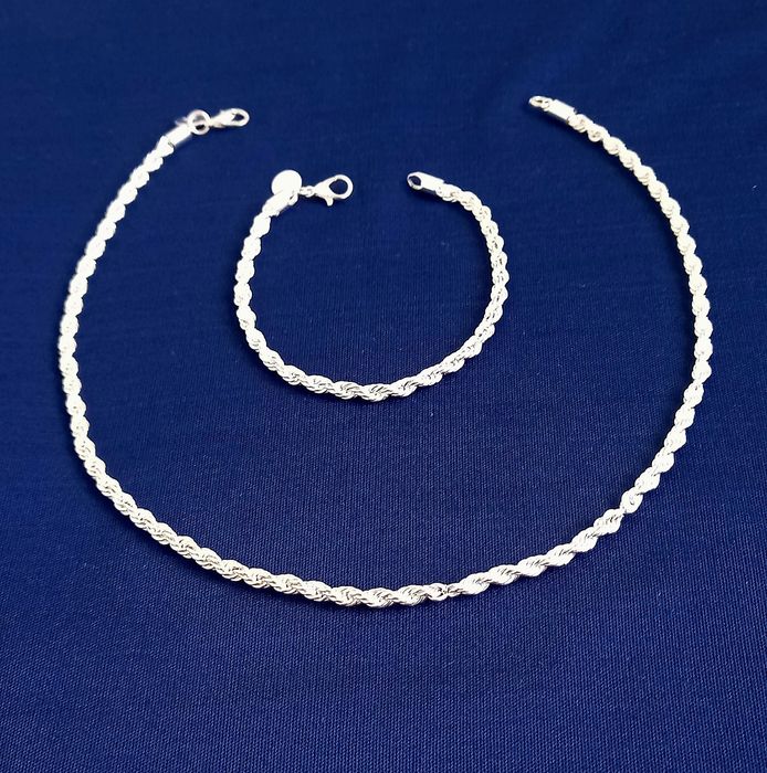Новий набір із срібла 925 проби- ланцюжок+ браслет