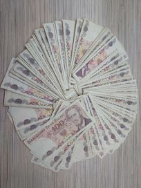 96 oryginalnych banknotów 100 złotych pamiątki z prlu