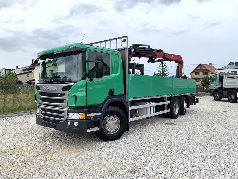 Scania P410, 6x2, SKRZYNIA + HDS - HMF 2030L,  Skrętna oś, Sprowadzona z DE, Stan Idealny - jak NOWA.