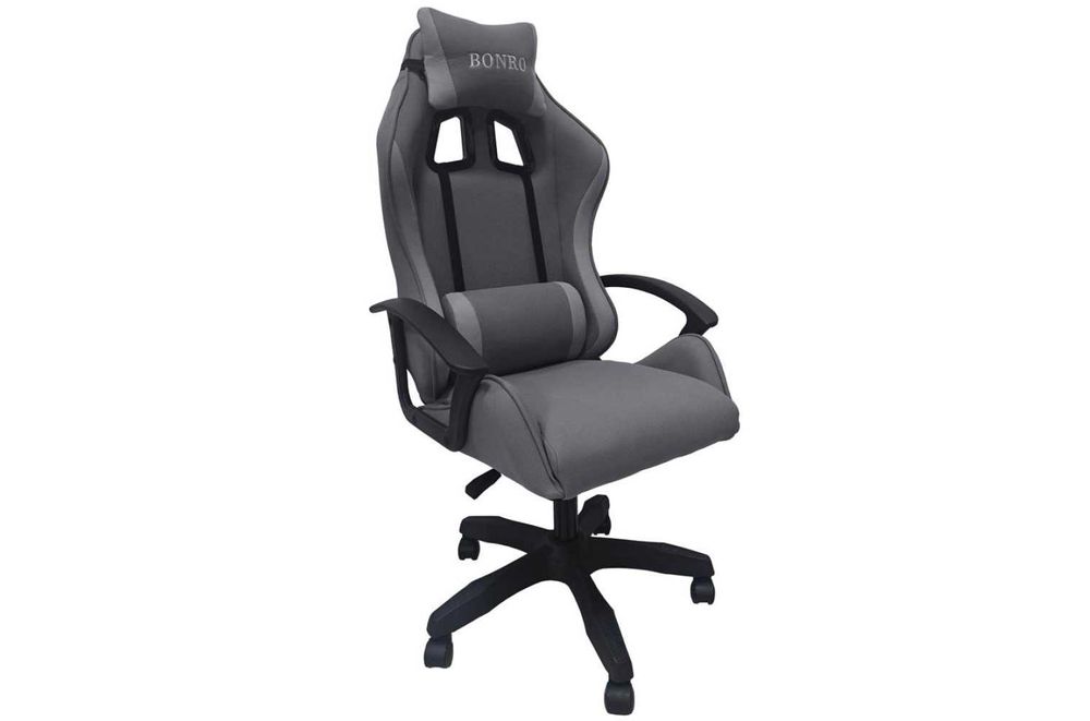 Крісло з тканини геймерське комп'ютерне B-944 сіре на колесах офісне