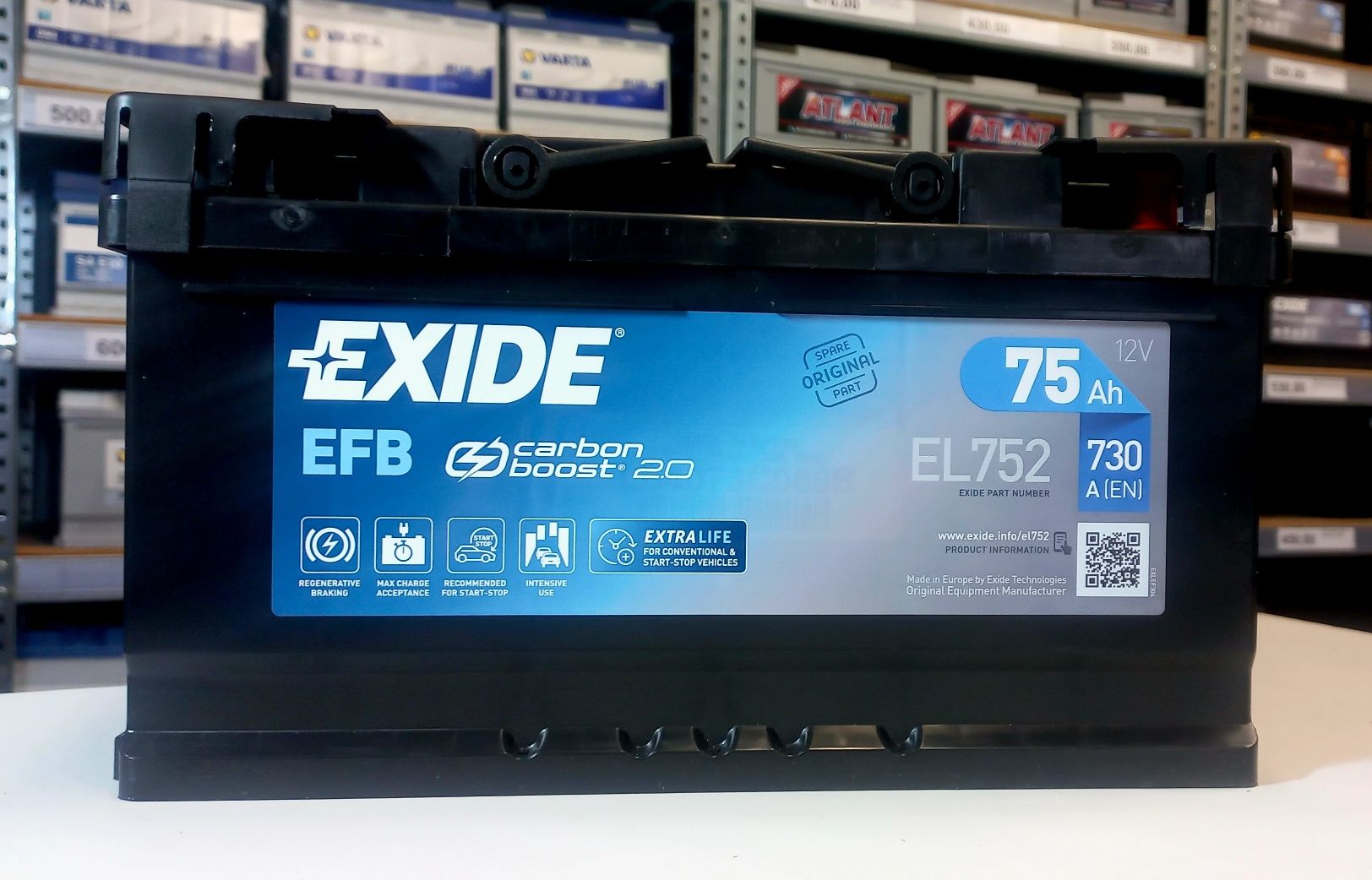 Akumulator EFB Exide EL752 12V 75AH 730A start/stop Nowy