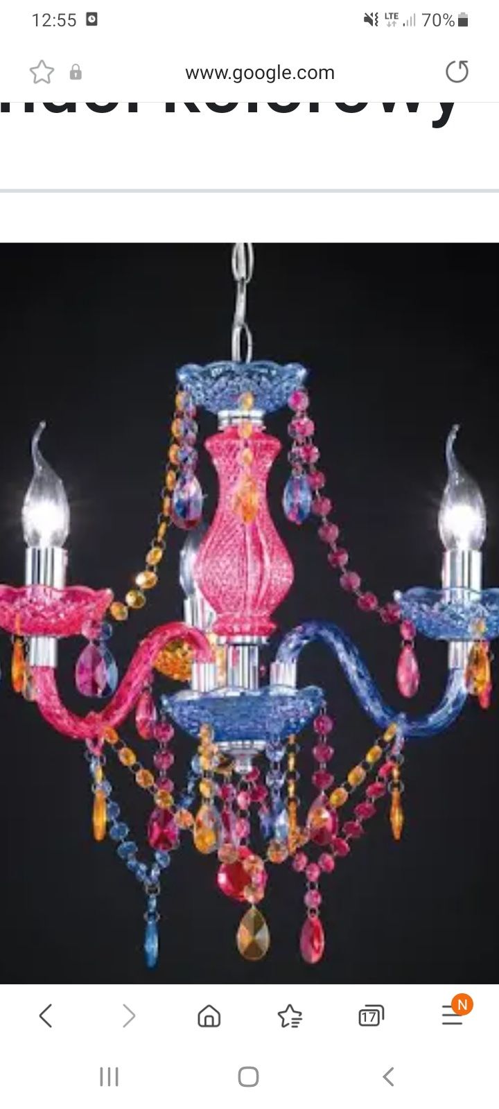Zyrandol kryształowy kolorowy Lampa wisząca