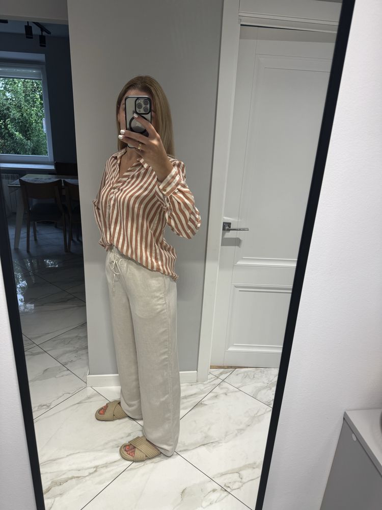 Лляні штани H&M, брюки з льоном