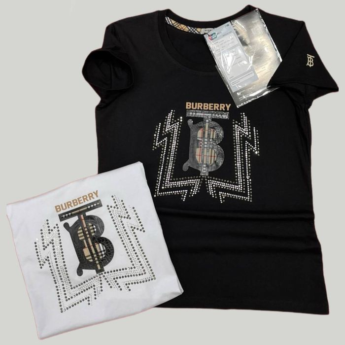 СНИЖЕНИЕ ЦЕН! Женская футболка Burberry черная летняя майка хлопок хит