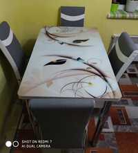 Кухонний розкладний обідній 3D стіл та 4 стільці Обеденный стол