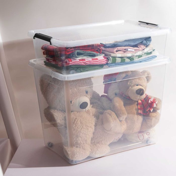 Pojemnik plastikowy 25L organizer z pokrywką na kółkach do organizacji