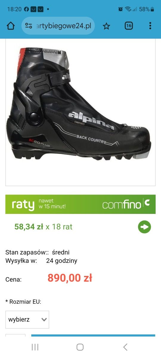 Buty do nart biegowych biegówek alpina back country BC 20 PLUS