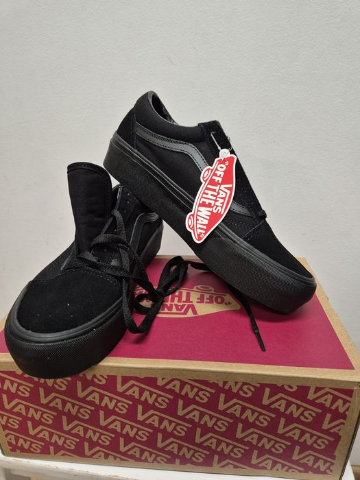 Nowe Vans Old Skool Platform – całe czarne, z metką Rozmiar 39