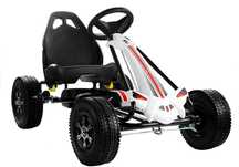 gokart biało-czarny monster na pedały pompowane koła