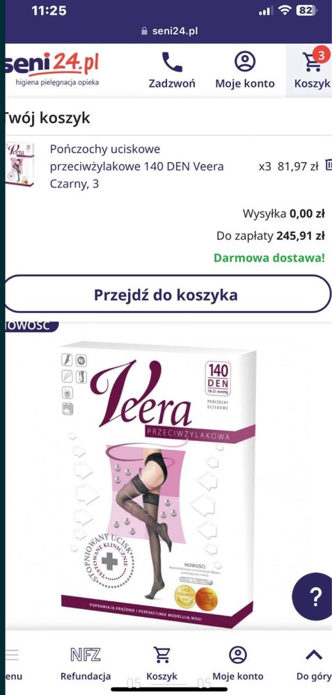 Pończochy przeciwżylakowe Veera 140den