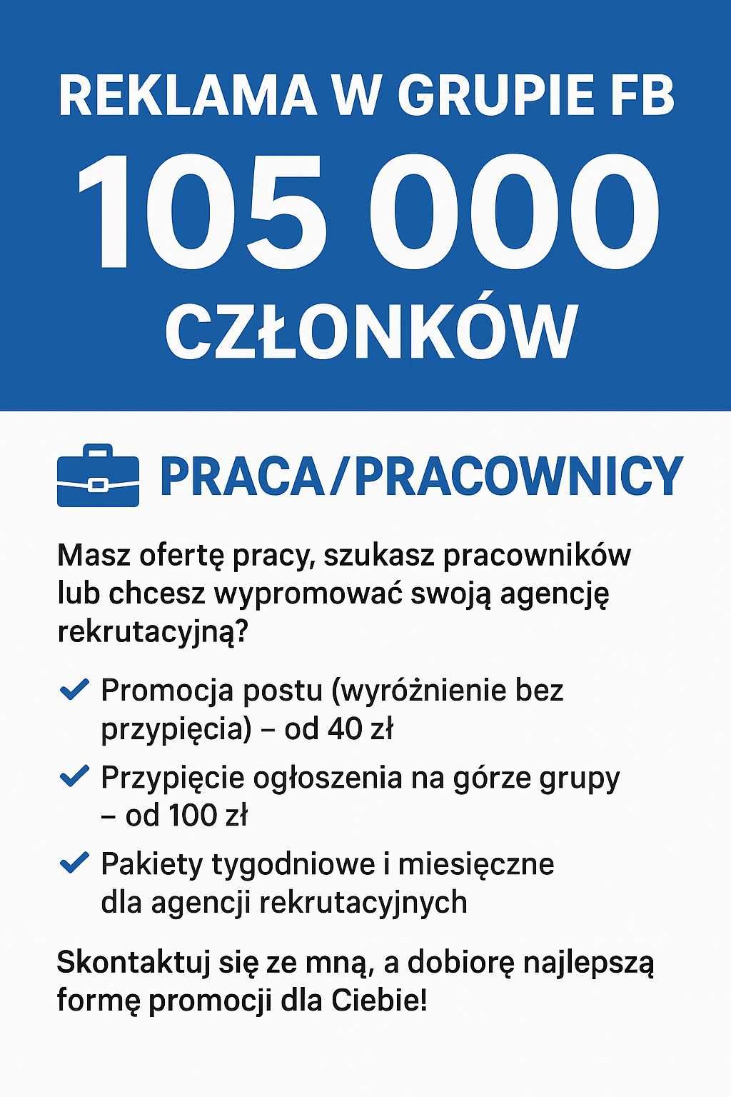 Reklama w dużej grupie Facebook – 105 000 członków!