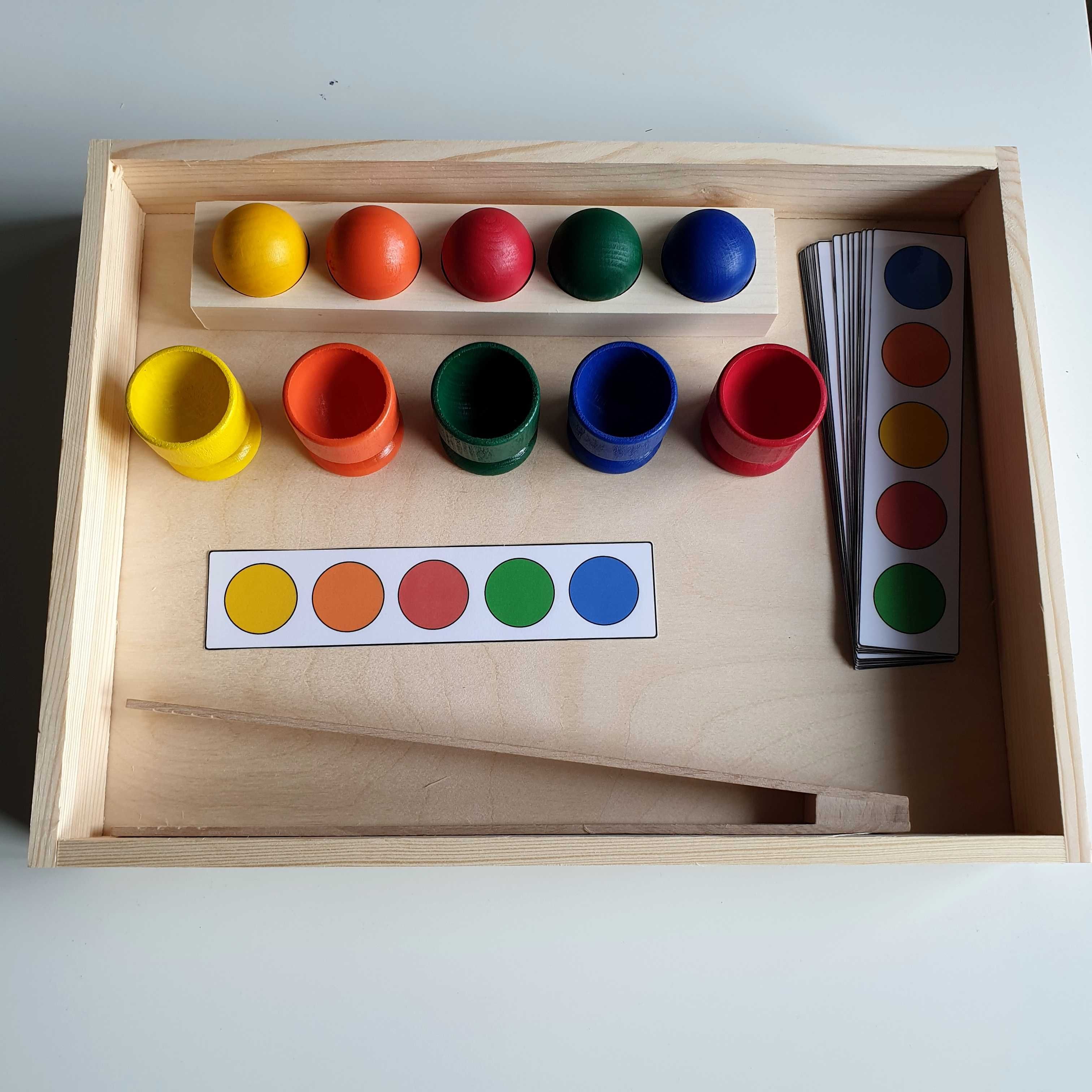 sorter układanka lewopółkulowa Montessori - zestaw 5 szt w tacy