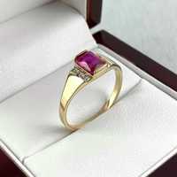 ZŁOTY pierścionek z różową cyrkonią PR. 585 (14K) rozmiar 19