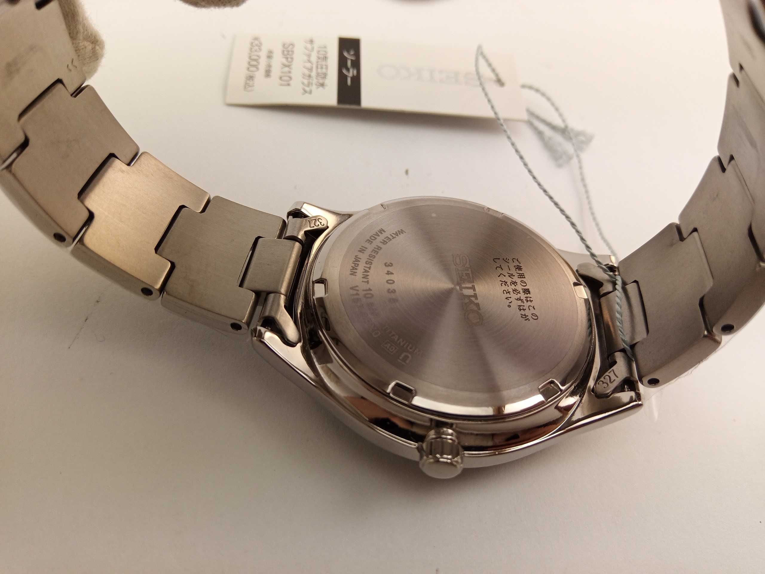 Японские мужские часы Seiko Solar SBPX101 - титан, сапфир, Japan made
