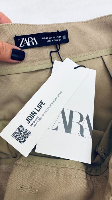 Брюки mom ZARA мом бежеві штани пісочні на талію бежевые базовые осень
