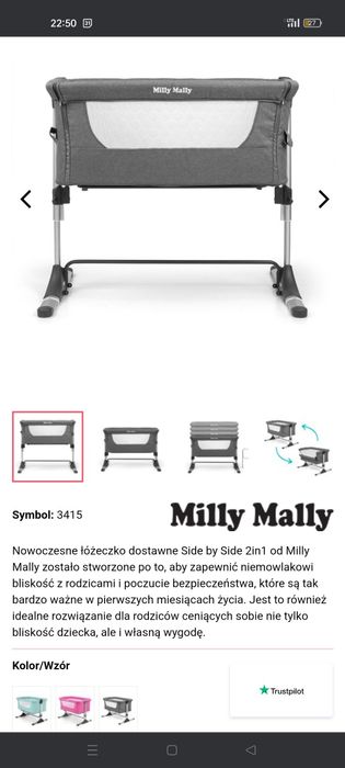 Łóżeczko dziecięce dostawne Milly Mally dostawka