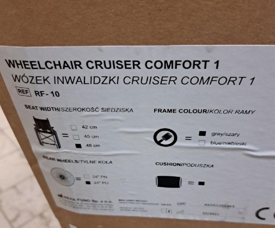 Nowy Wózek Inwalidzki Cruiser Comfort 1 RF-10 Leżakowy.