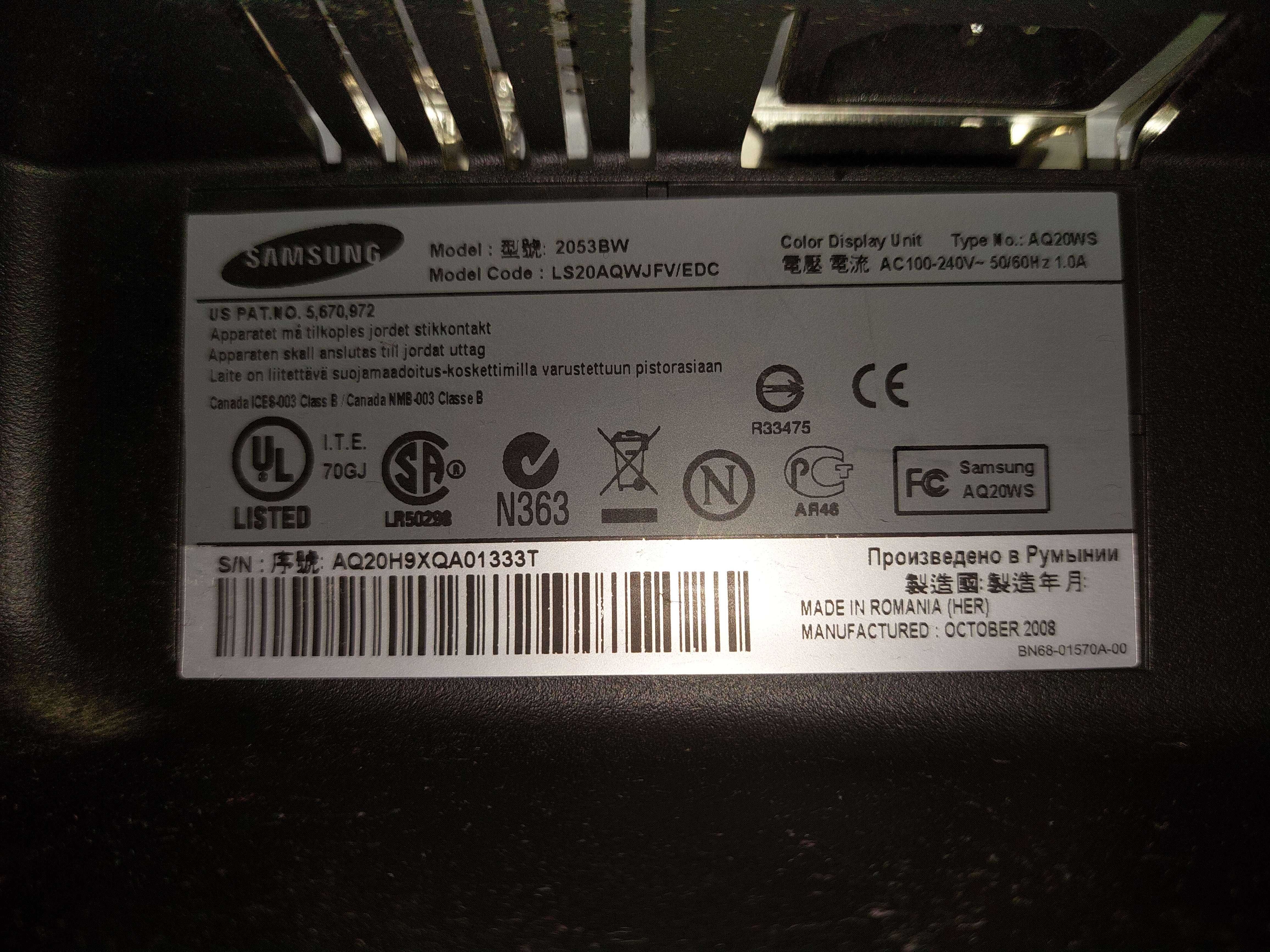 Samsung SyncMaster 2053BW 20" Widescreen LCD (czarny)