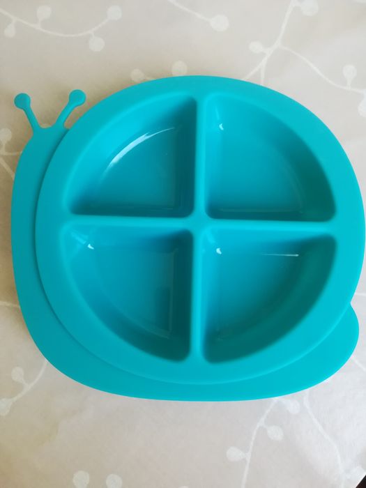 Prato silicone infantil/para criança/bebé com 4 compartimentos caracol
