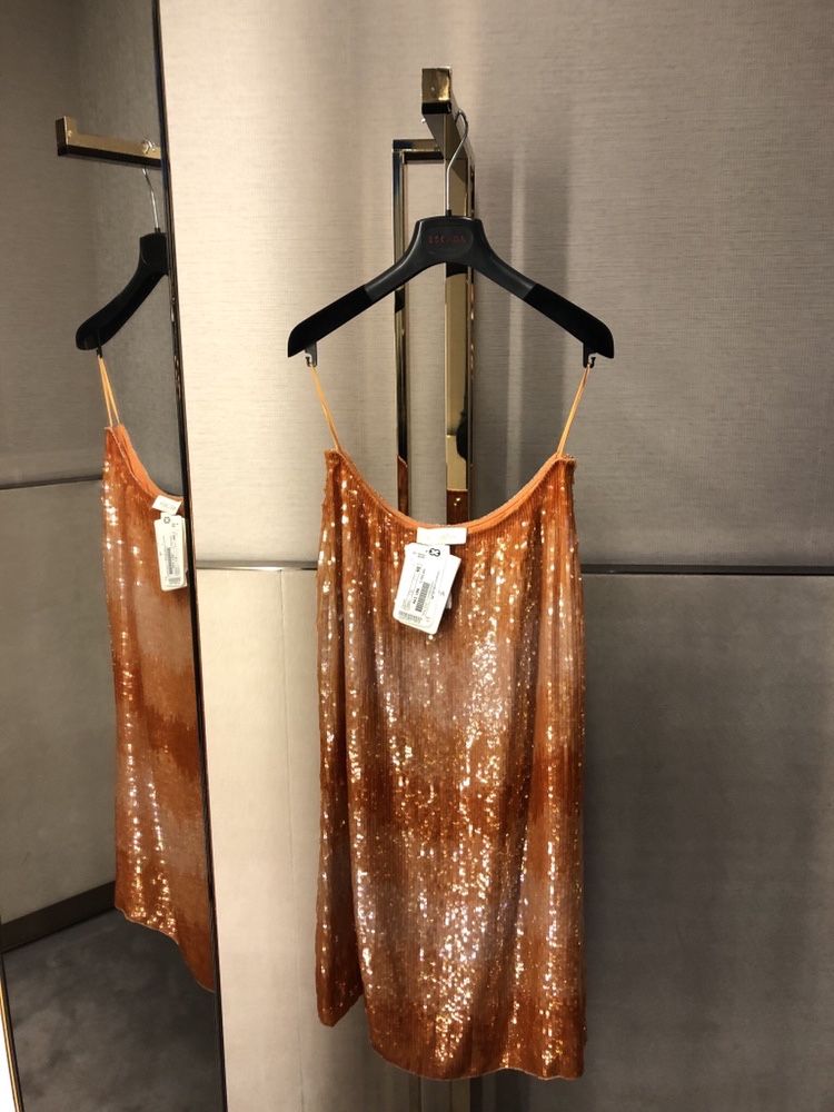 ESCADA Piękna Nowa spódnica sukienka 2,700€ cekiny na jedwabiu roz 40