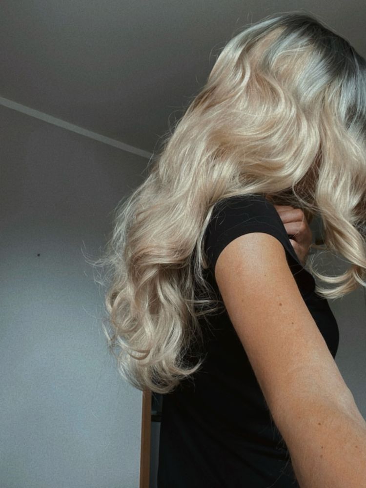 Blond peruka ombre długie włosy dla kobiet nowa ciekny odrost fale