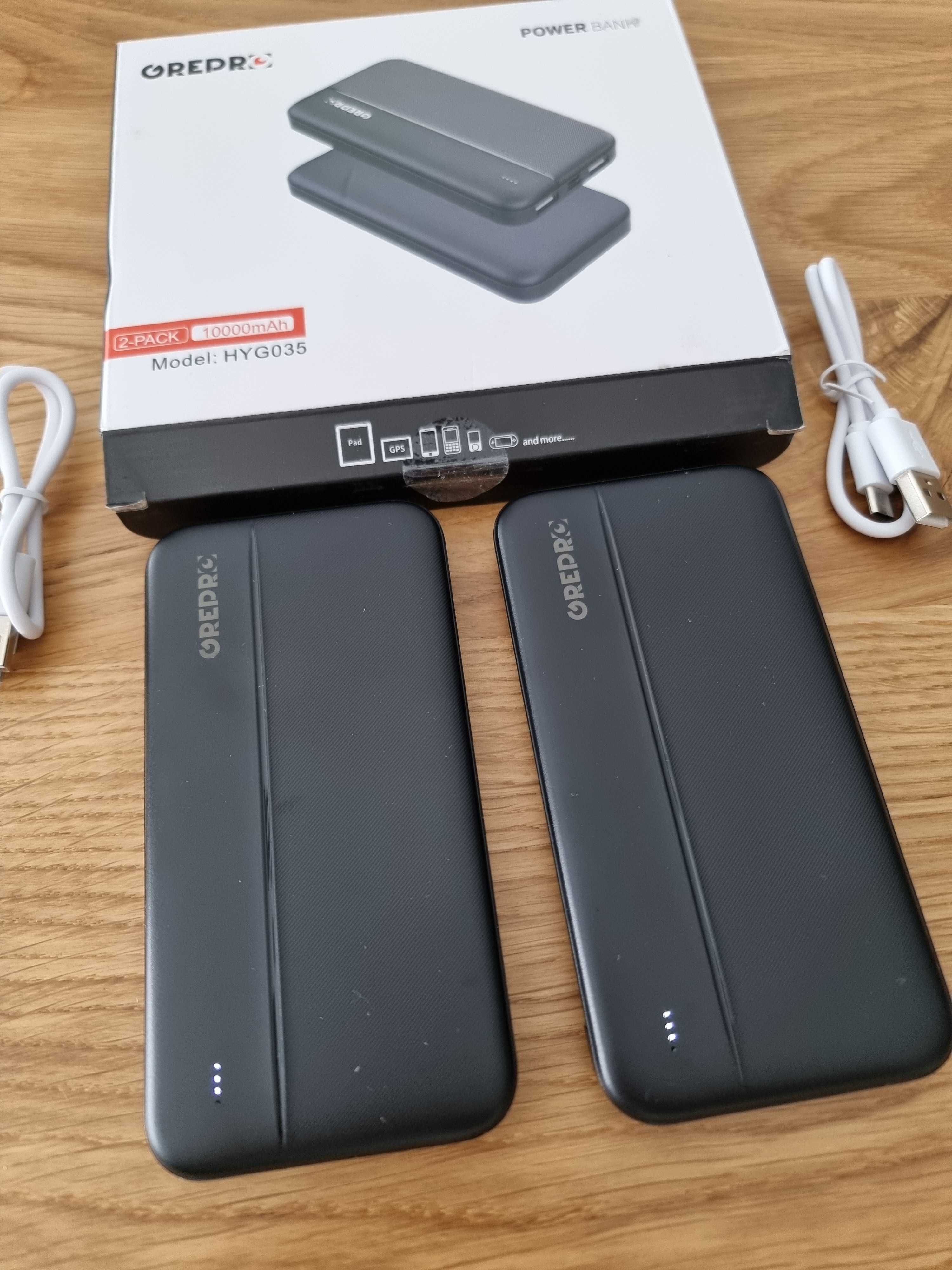 Zestaw 2 x  PowerBank GrePro HYG035, 10000mAh 2.4A, USB C in/out
