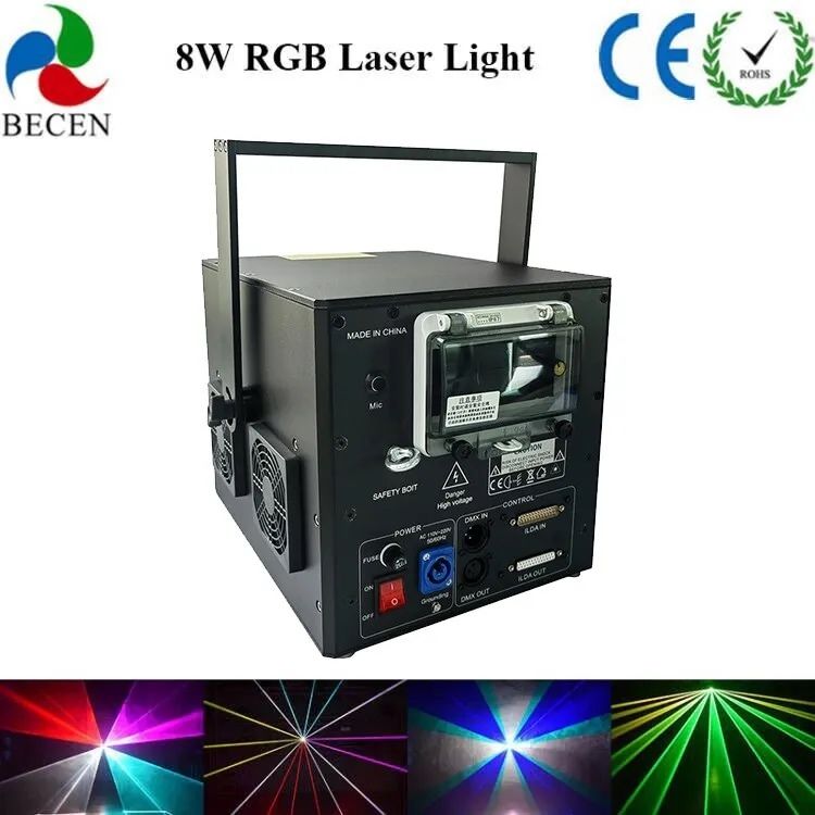 Laser rgb projektor oswietlenie wielokolorowe 8W dj animacje