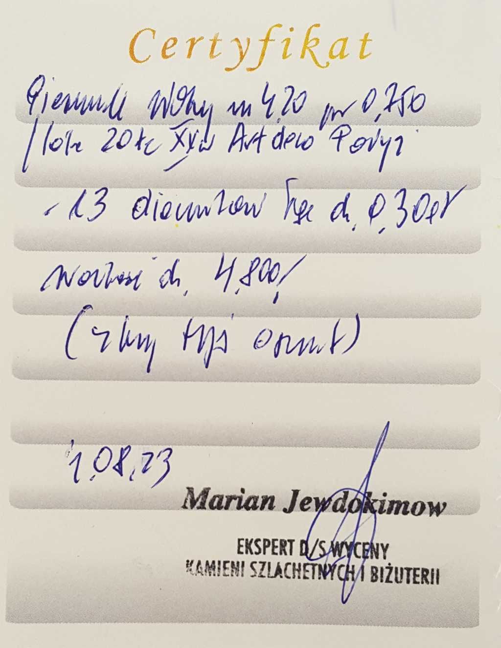 Złoty pierścionek art deco z lat 20-tych XX wieku - Paryż