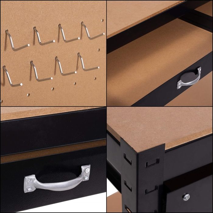 Stół Warsztatowy Blat Roboczy Narzędziowy Do Garażu Solidny Duży +hacz