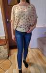 Sweter ażurowy typu nietoperz beżowy cekinowy one size