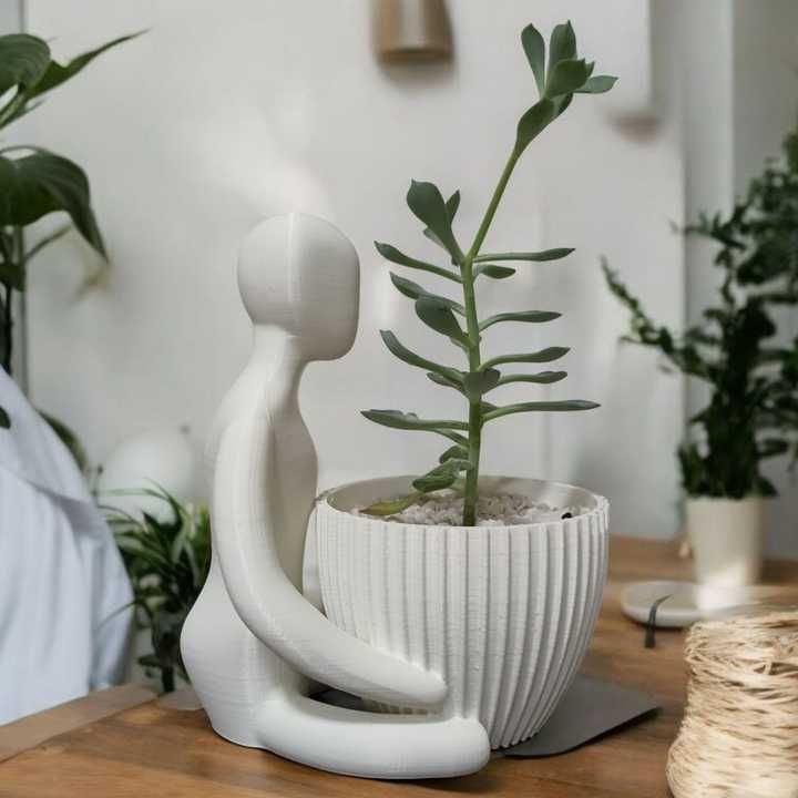 Vaso de Planta Guardião Minimalista 3D - Arte e Natureza