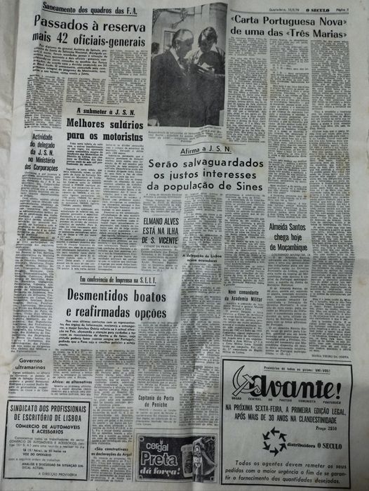 Jornal "O Século" de 15 de Maio de 1974