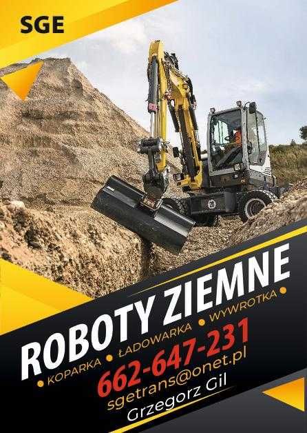 Usługi koparką ładowarką wywrotką równanie terenu ROBOTY ZIEMNE