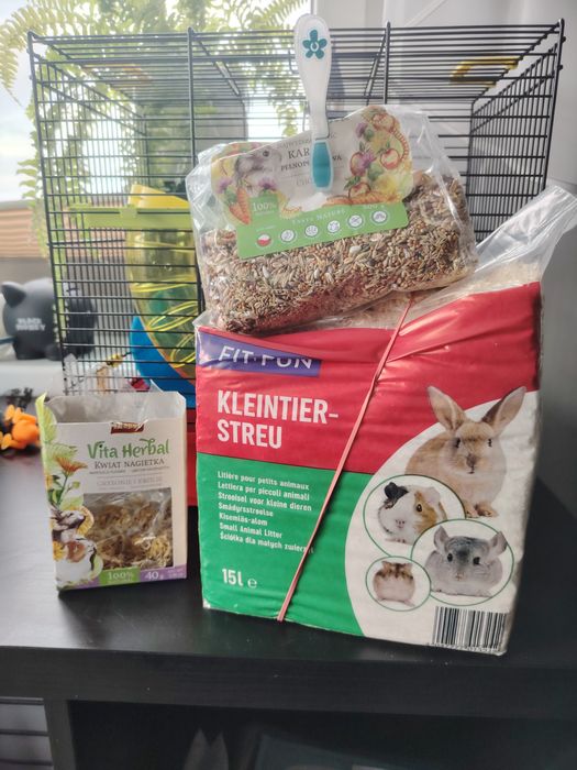 Klatka dla chomika plus trociny i karma
