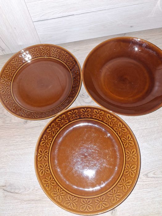 Trzy talerze głębokie Pruszków PRL