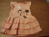 Łososiowa sukienka z myszką Minnie