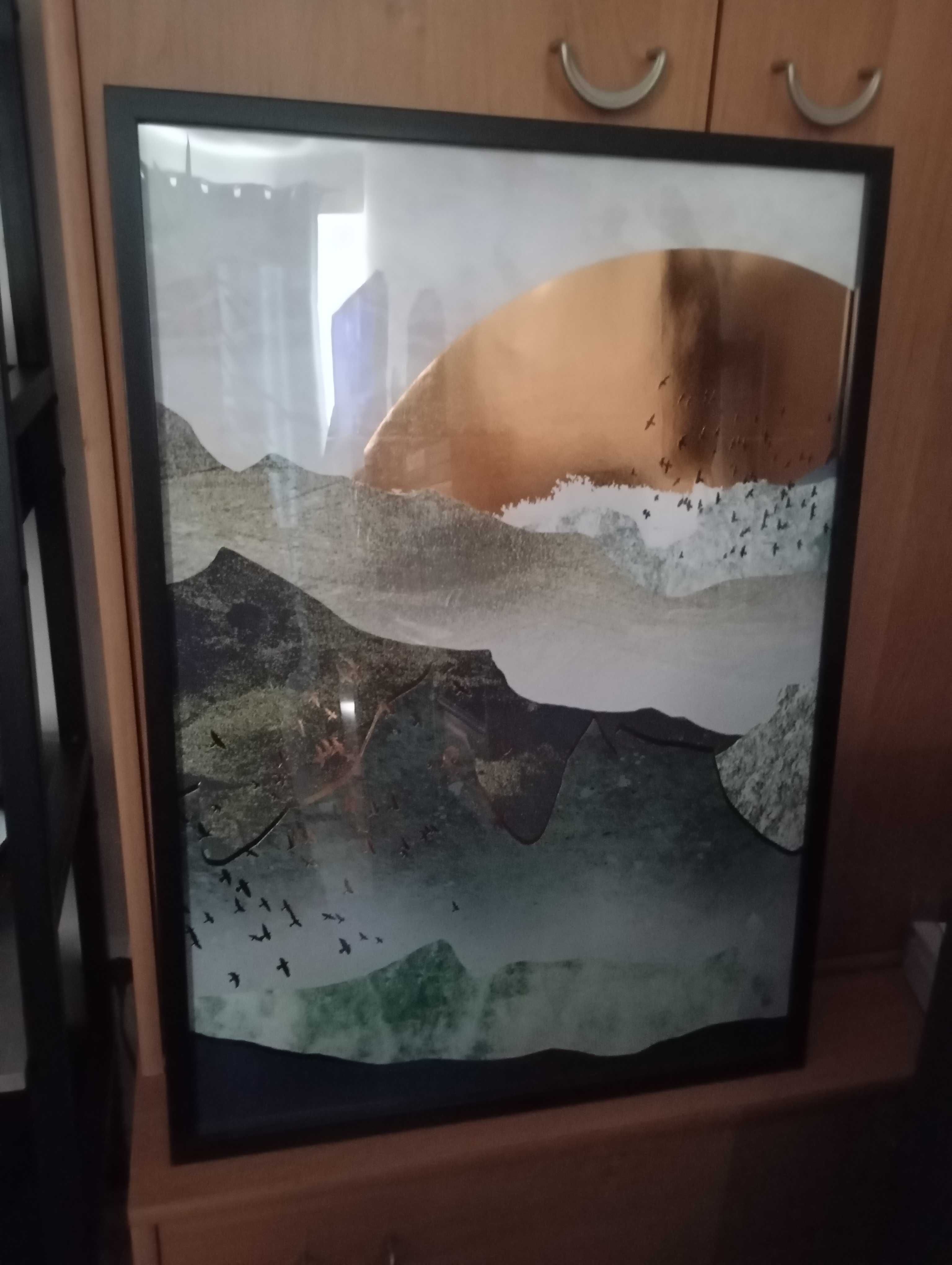 Grafika, obraz w czarnej ramie