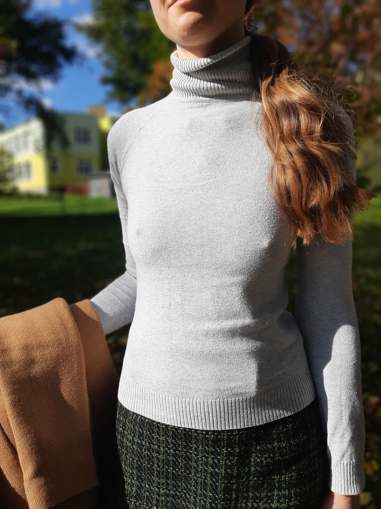 100% kaszmir S sweter szary Reserved cashmere basic minimalistyczny