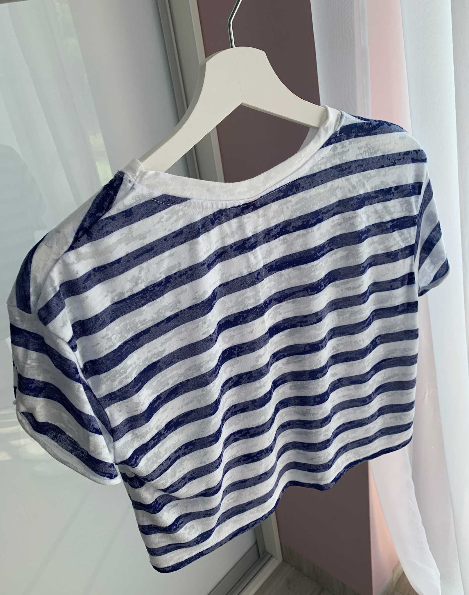 Crop top bluzka z krótkim rękawem w paski H&M r. S/36