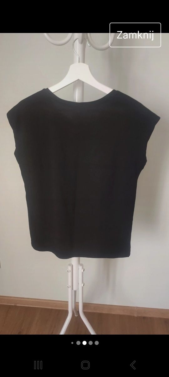 Elegancka Czarna Bluzka Damska z Cekinami Kotami XL Reserved