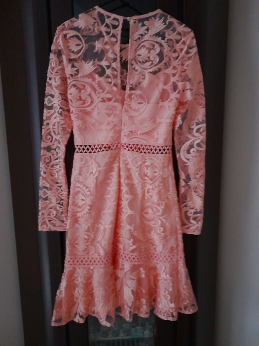 Suknia midi morelowa, ażurowa r36-38"True Decadence"