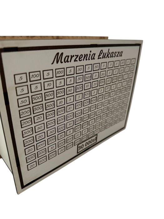 Skarbonka wykreslana dowlony grawer 30 000 zł prezent upominek biała