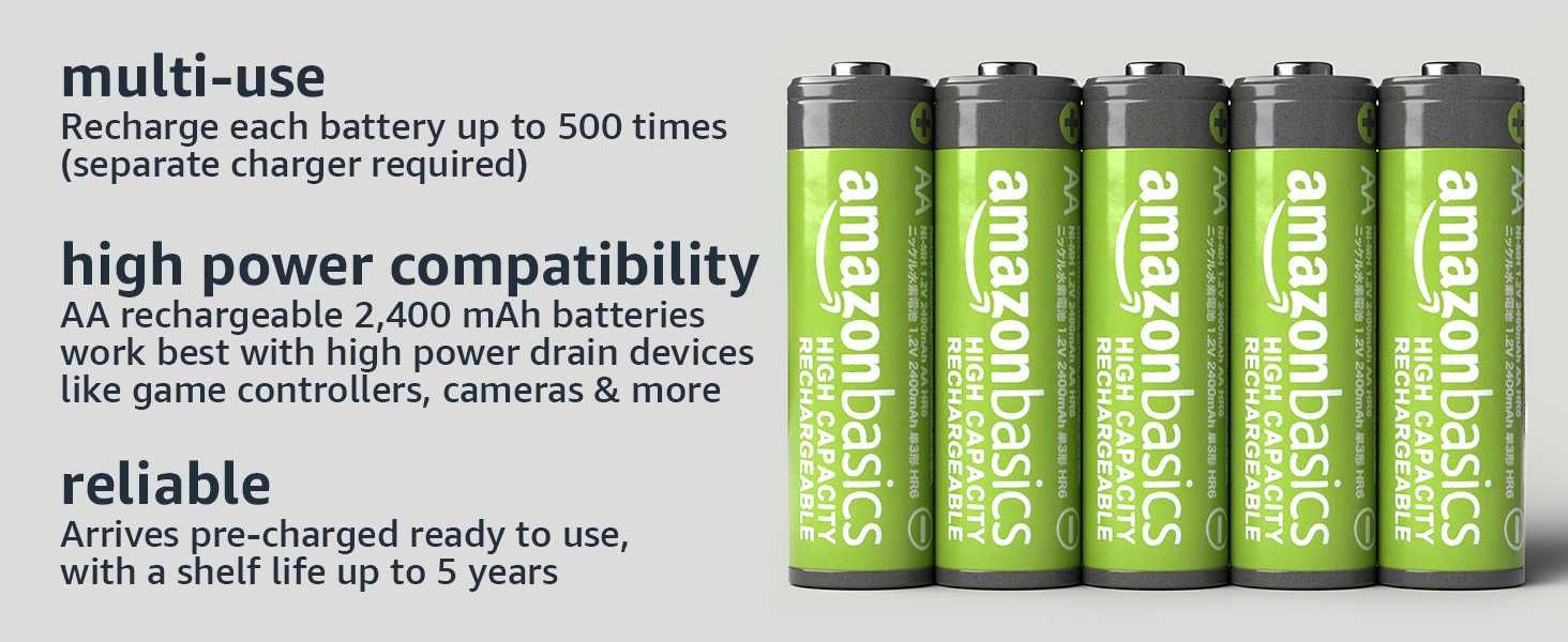Amazon Basics akumulatorki AA 2400mAh 1.2V HR6 Ni-MH 24 sztuki Xbox