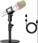 Mikrofon Dynamiczny USB Typ C RGB do Gier Podcas YouTube Karaoke Biały