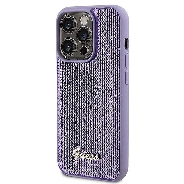 Etui Guess Sequin Script Metal na iPhone 15 Pro Max - fioletowe