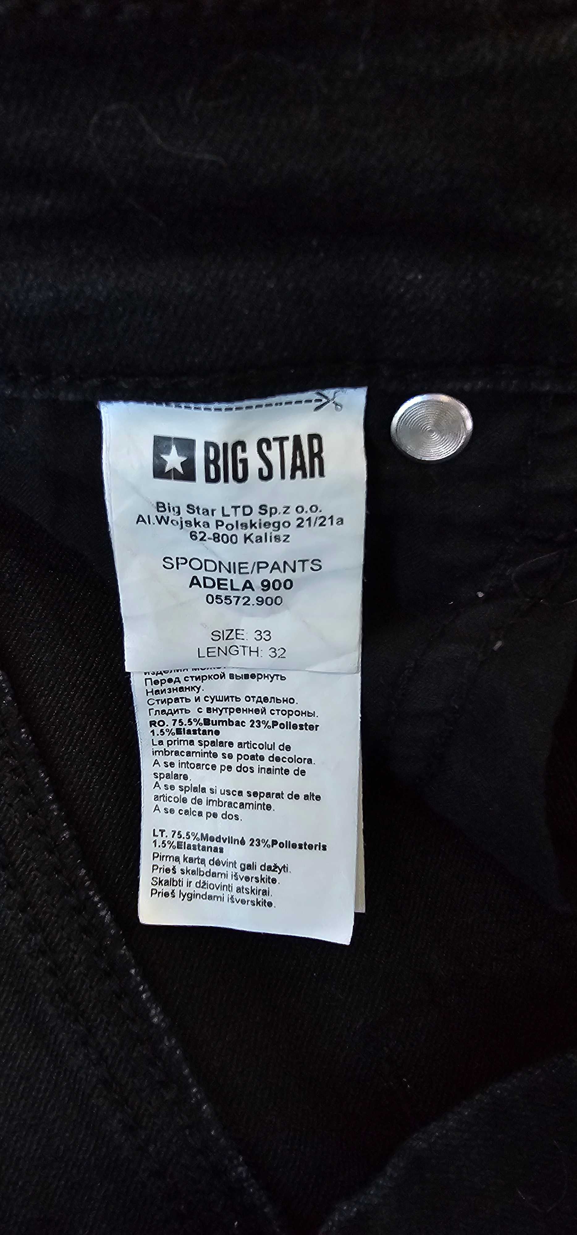 BIG STAR spodnie jeansowe czarne FIT SKINNY LEG TAPERED W33 L32