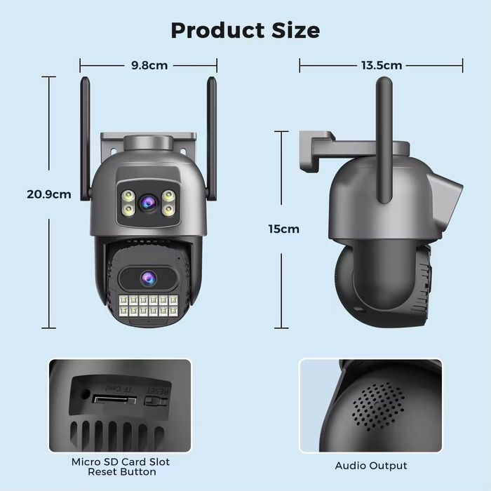 Уличная Wi-Fi камера BESDER 10MP с двумя объективами, сигнализация